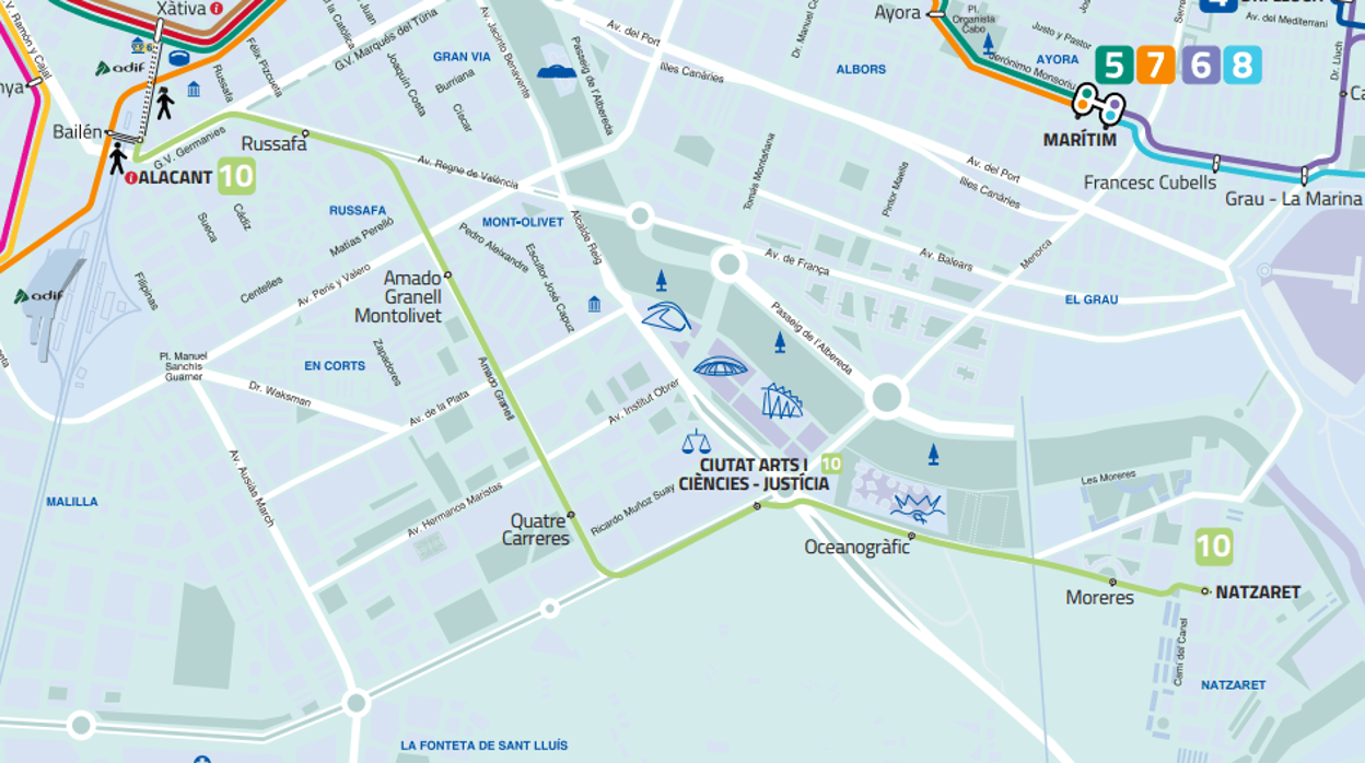 Nueva Línea 10 del Metro de Valencia plano con las paradas, recorrido
