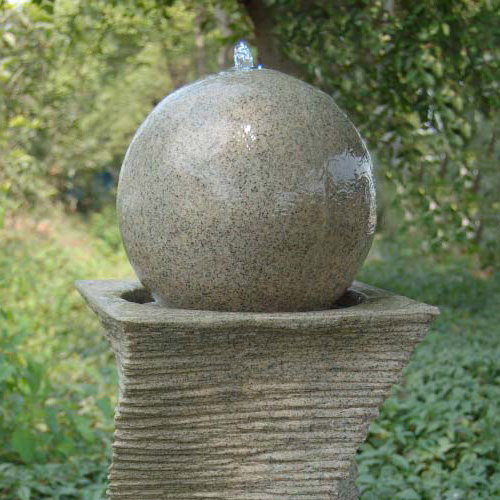 Aqua Moda Sandstone Ball on Chiselled Column Garden Water Feature with