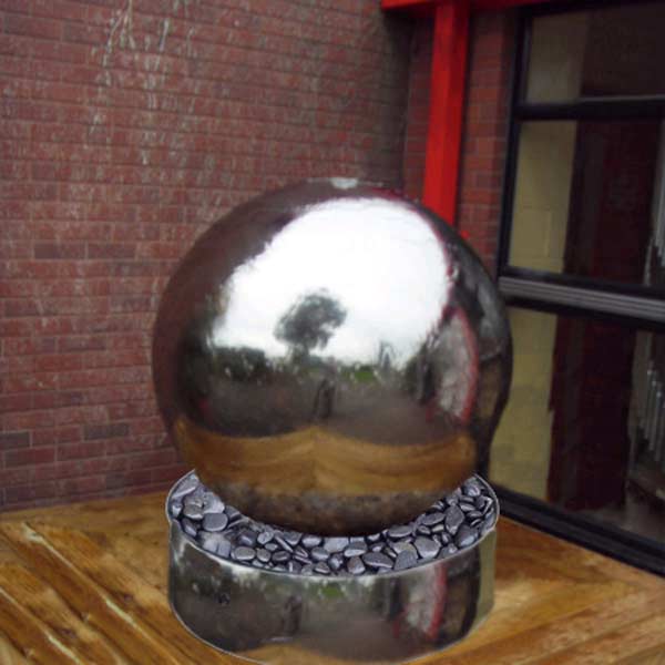 Aterno6 Solar Powered 60cm Diameter Polished Stainless Steel Sphere
