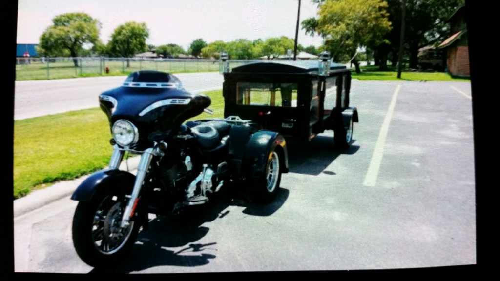 Motorcycle Hearse Resthaven Funeral Home Sinton TX funeral home and