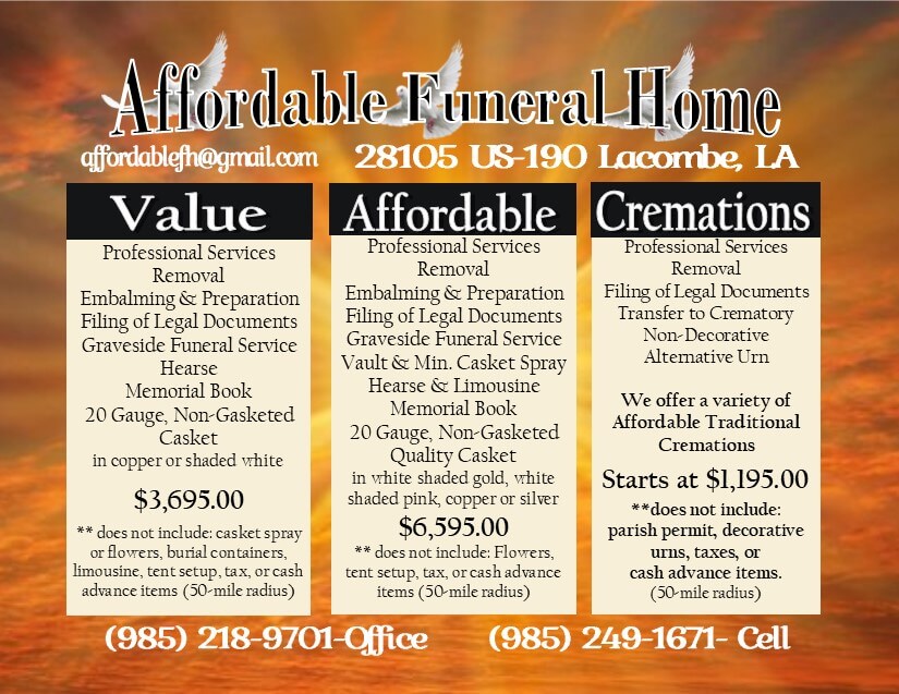 Affordable Funeral Home, LLC LA funeral home and cremation