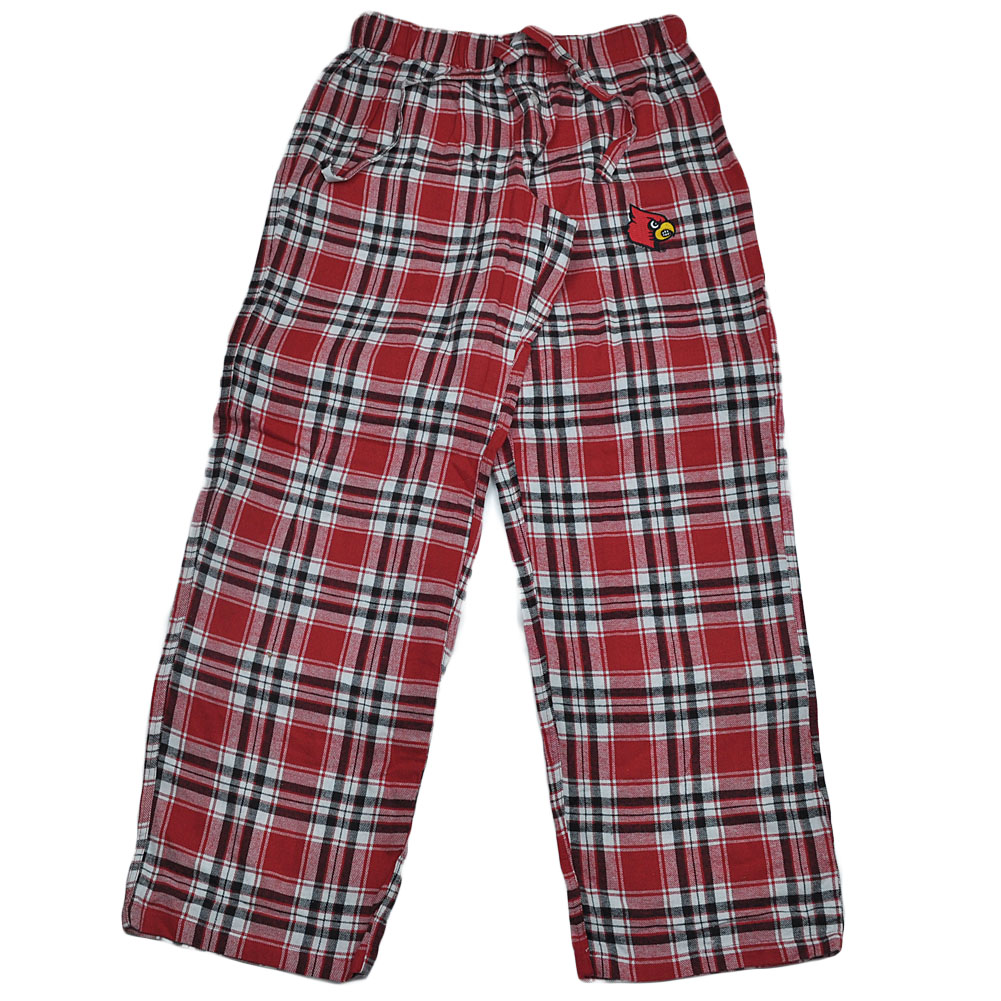 NCAA Louisville Cardinals Red Black Plaid Pajamas Pants Sleep Wear