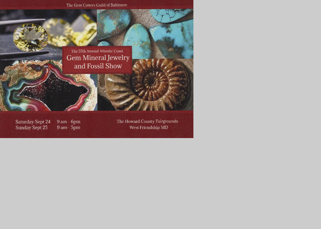Sept.2627,2020 Gem, Mineral Jewelry & Fossil Show at Howard County