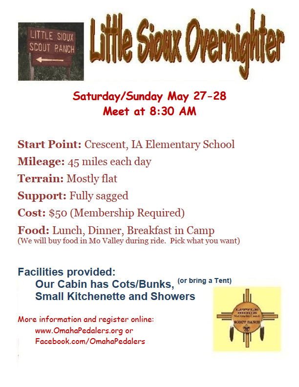 Little Sioux Overnighter CANCELED Events Omaha Pedalers Bicycle Club