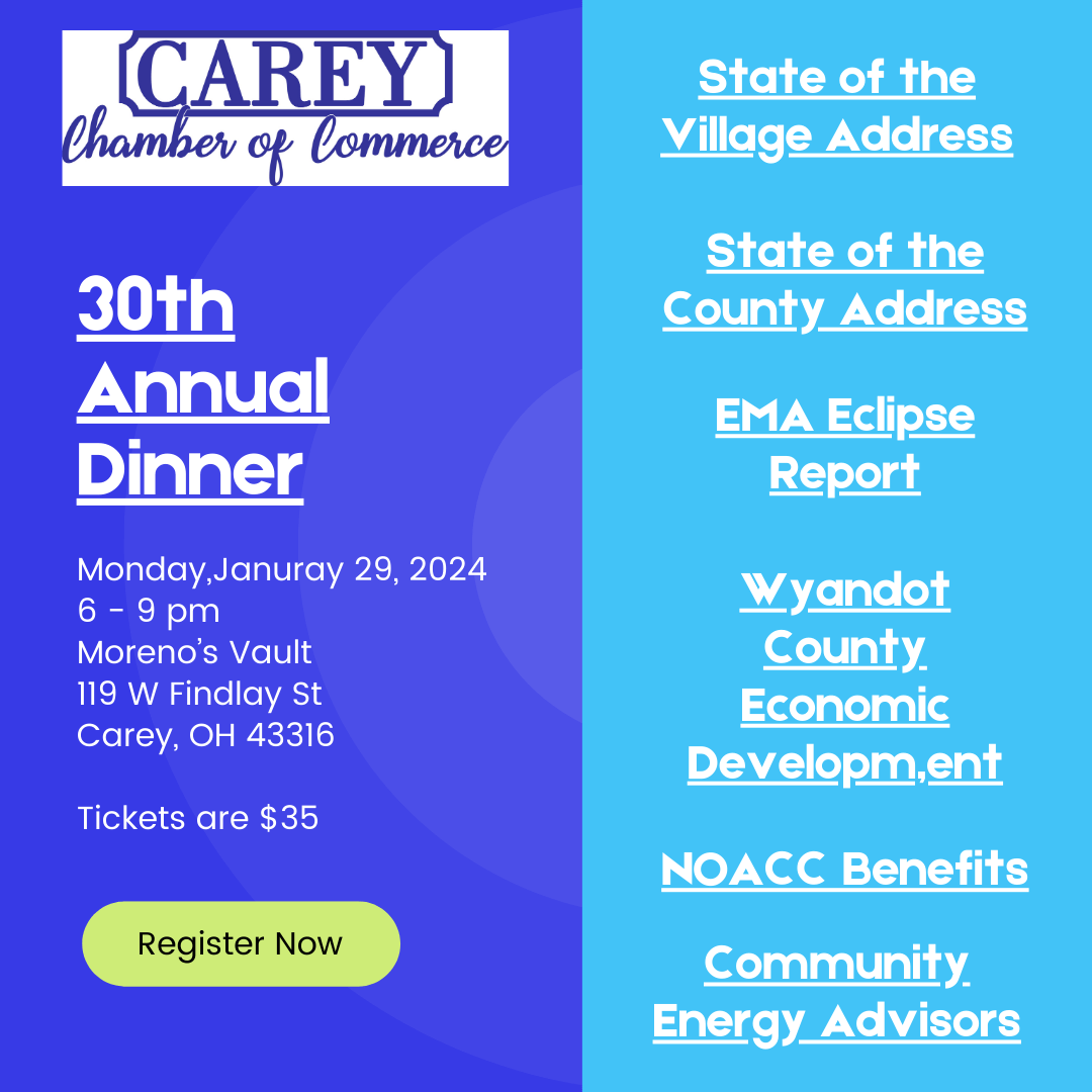 30th Annual Dinner Event Calendar Carey Area Chamber of Commerce