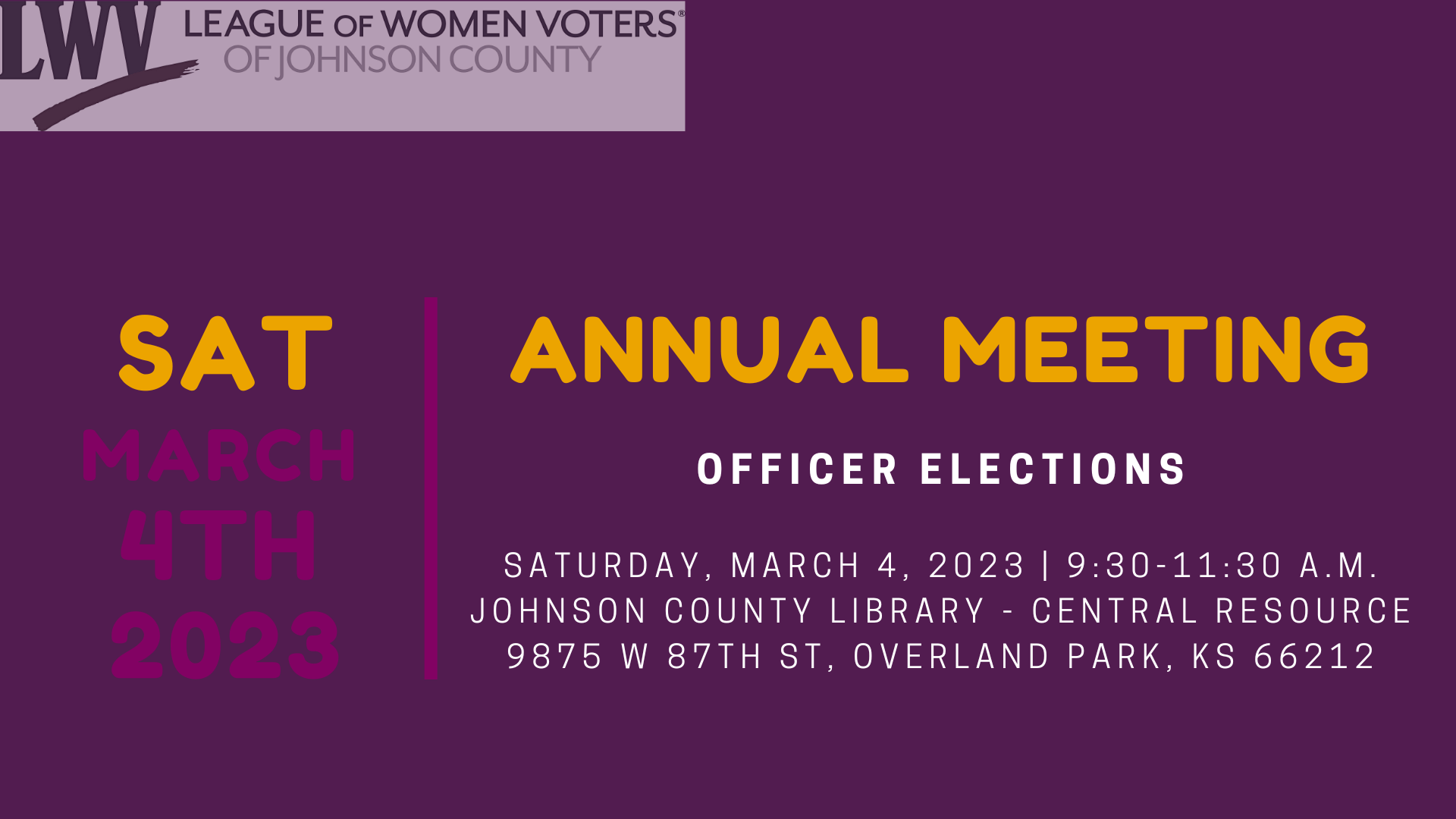 2023 Annual Meeting of the Johnson County League of Women Voters