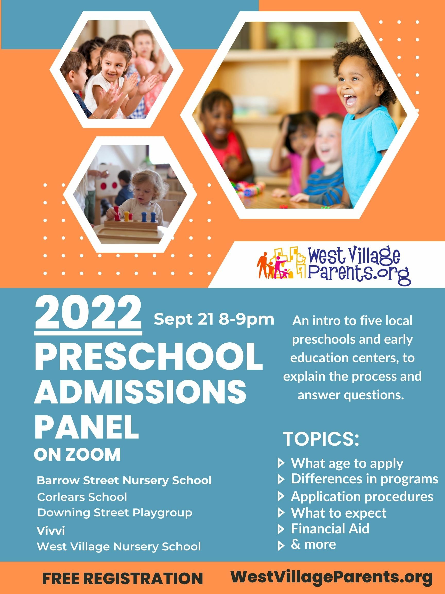 8 PM Preschool Admissions Education Panel (Zoom) with Five Local