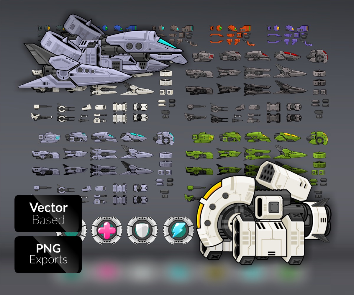 Space Shooter Creation Kit 2 Side Scrolling Game Art Partners