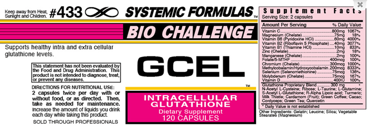 Systemic Formulas Gcel and bind intracellular detoxification system IDS