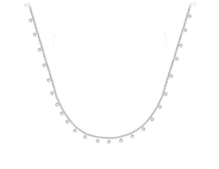 Meira T round brilliant cut diamond necklace in 18k white gold. AHEE