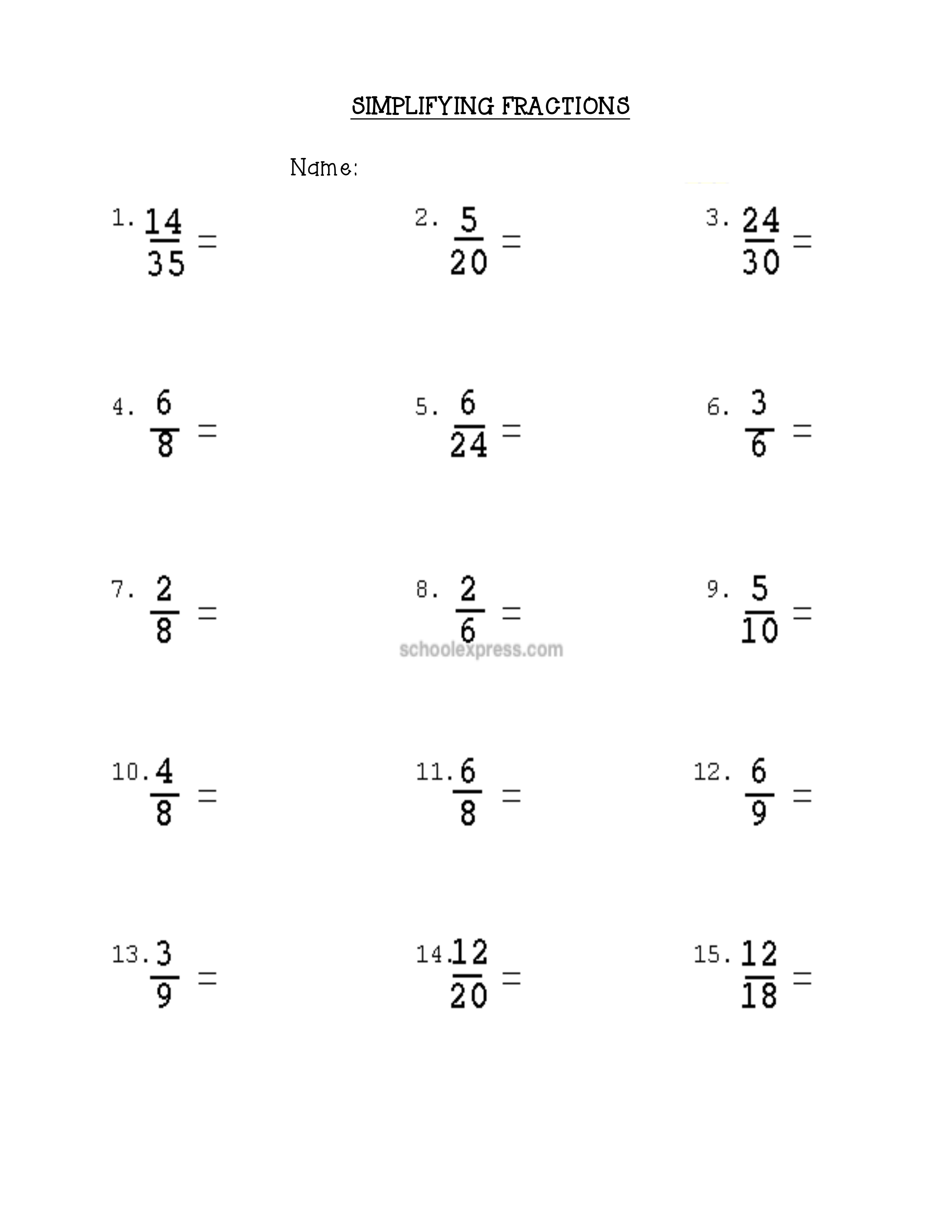 Simplifying Fractions Krista Ripka Library Formative