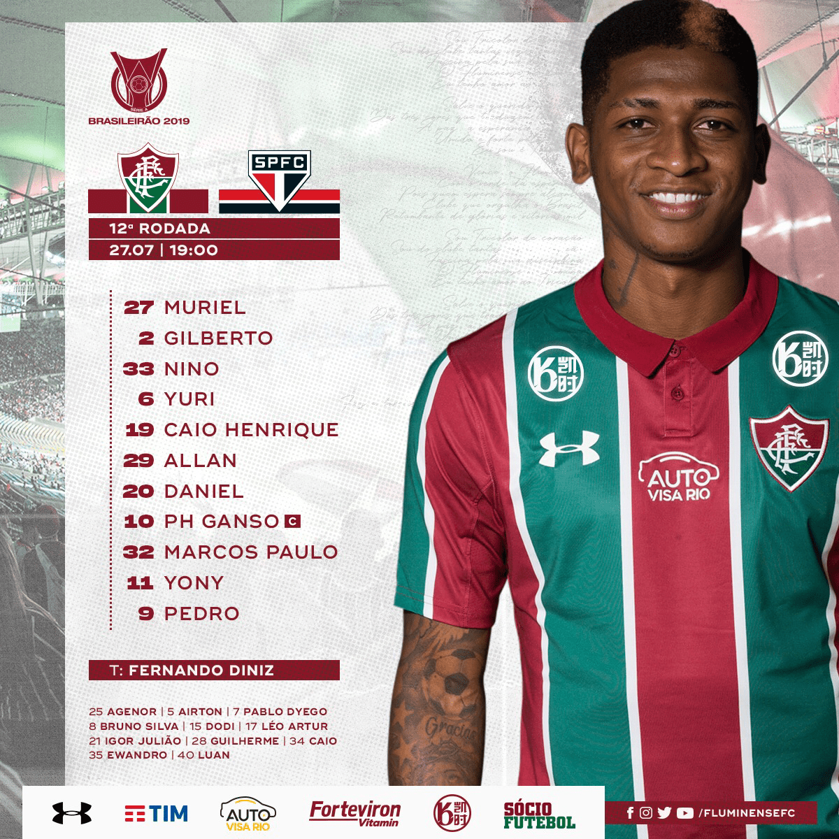 Fluminense escalado pra enfrentar o São Paulo — Fluminense