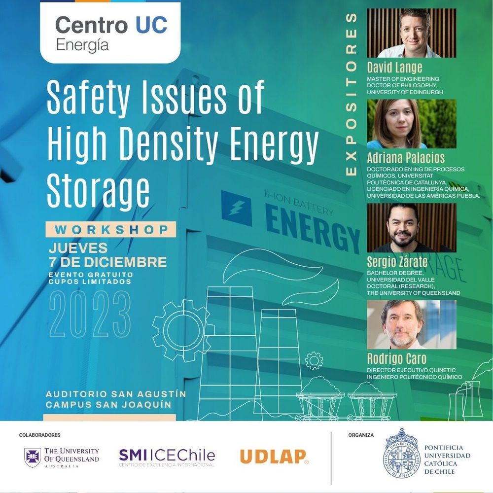 Invitación a Safety Issues of High Density Energy Storage Centro de Energía UC