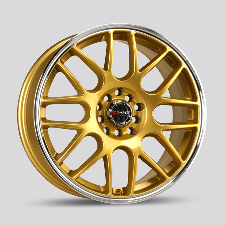 DR34 Gold with Machine Lip Rim by Drag Wheels Wheel Size 17x7.5