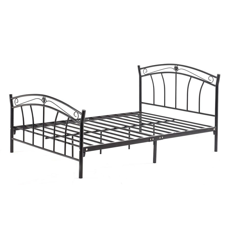 GreenHome123 Black Metal Bed Frame with Headboard and Footboard in Twin