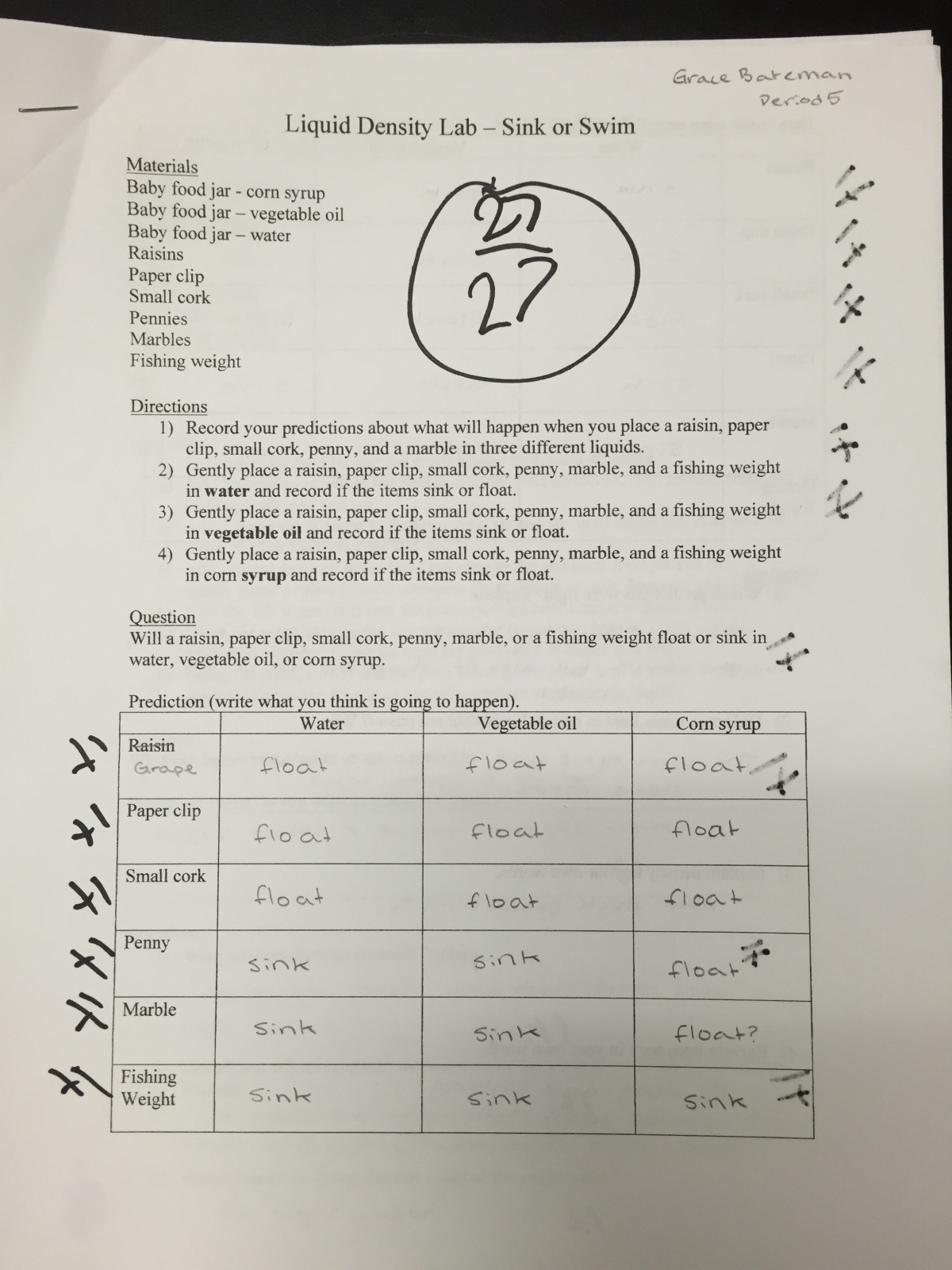 Eighth grade Lesson Liquid Density Lab Sink or Swim