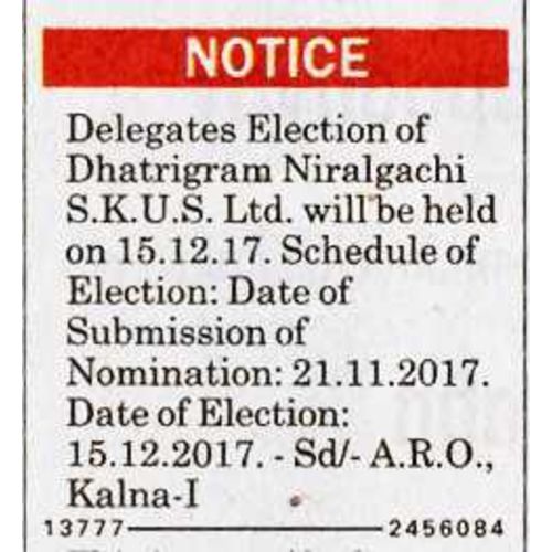 Notice Advertisement Book Public Notice Ads in Newspaper Online