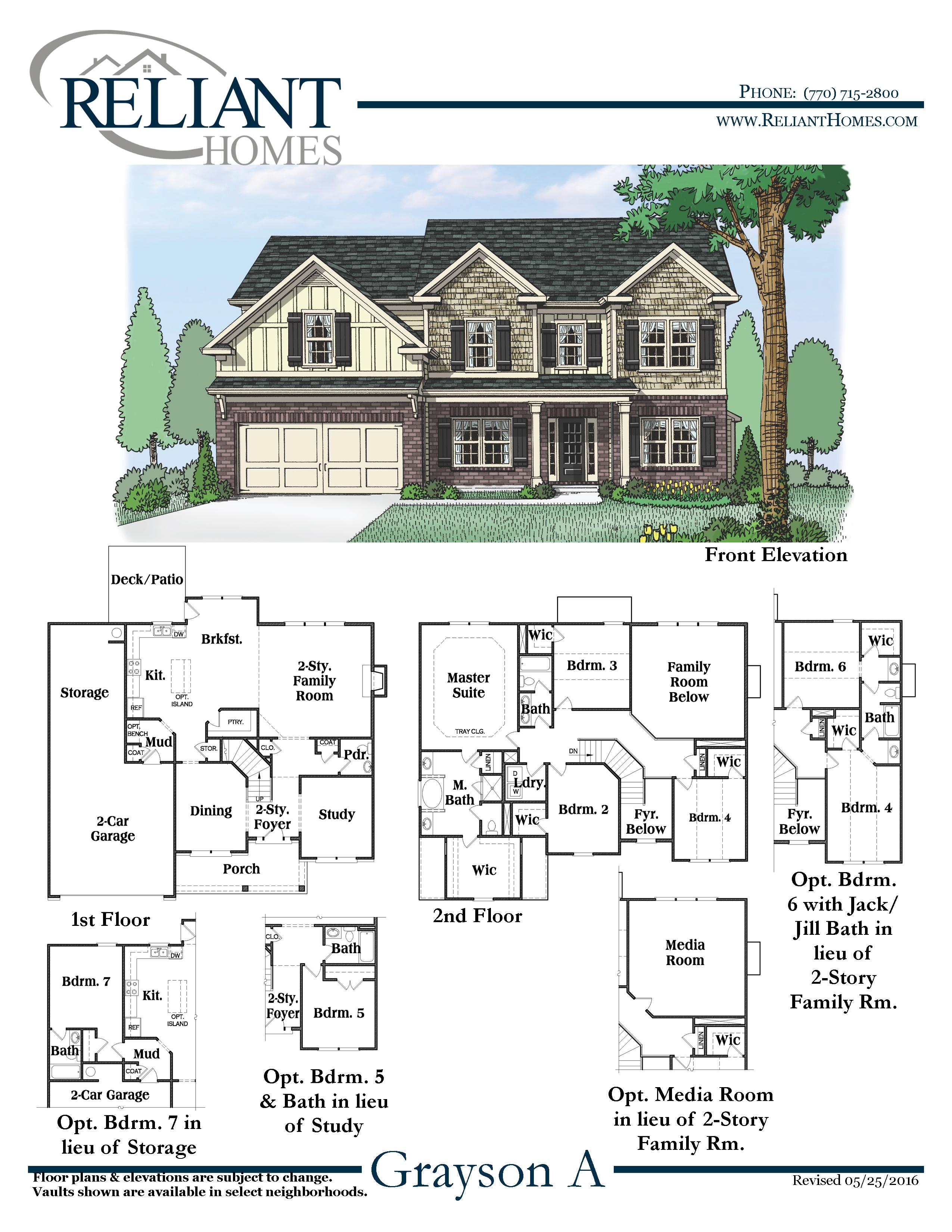 The Grayson Front Entry Floor Plan Reliant Homes