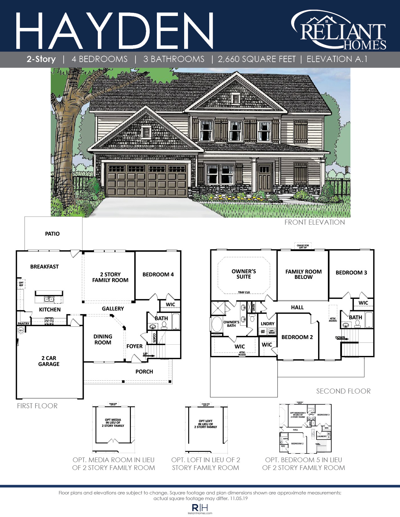 The Hayden Front Entry Floor Plan Reliant Homes