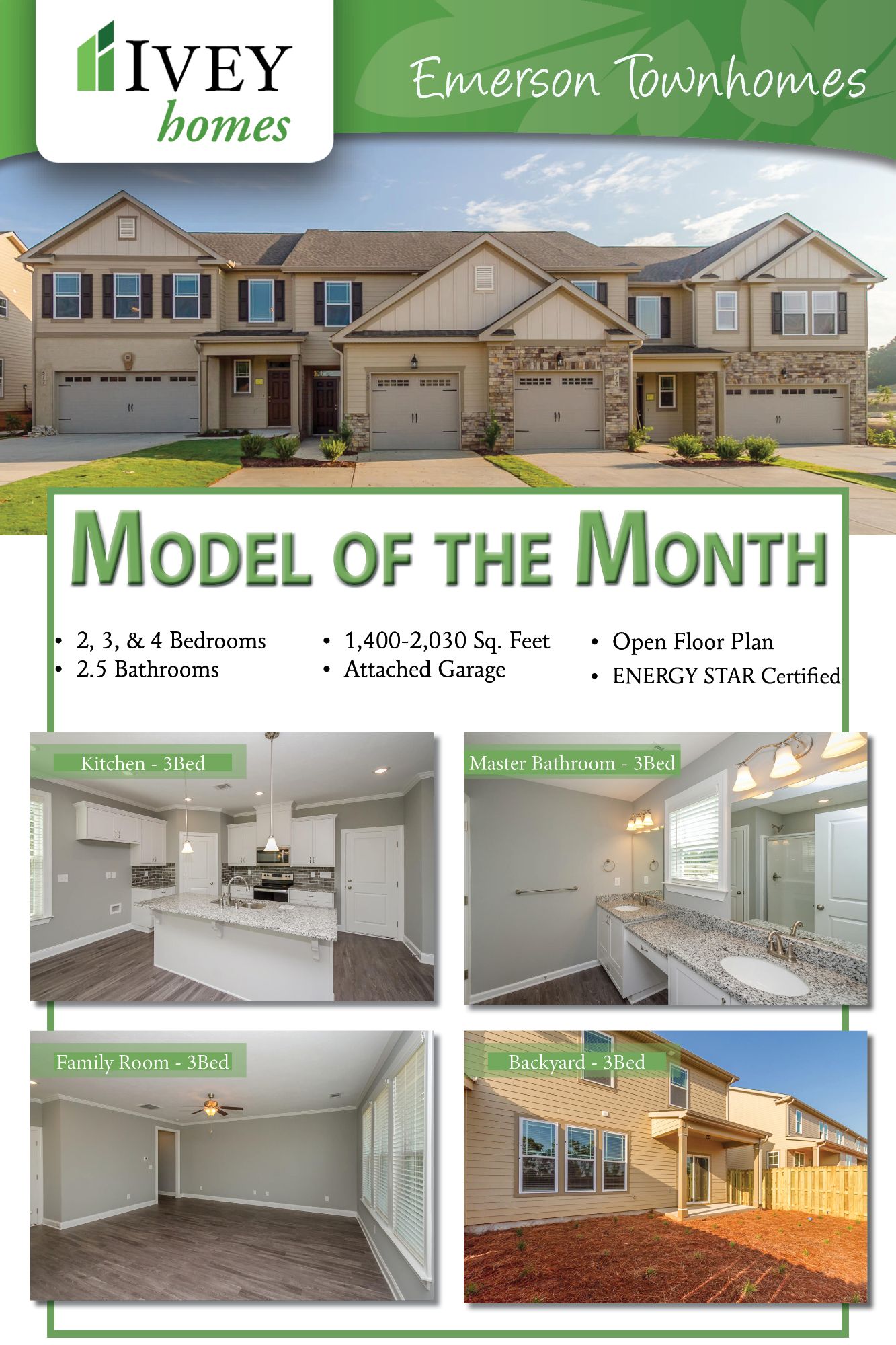 Model of the Month Emerson Townhomes by Ivey Homes Ivey Homes