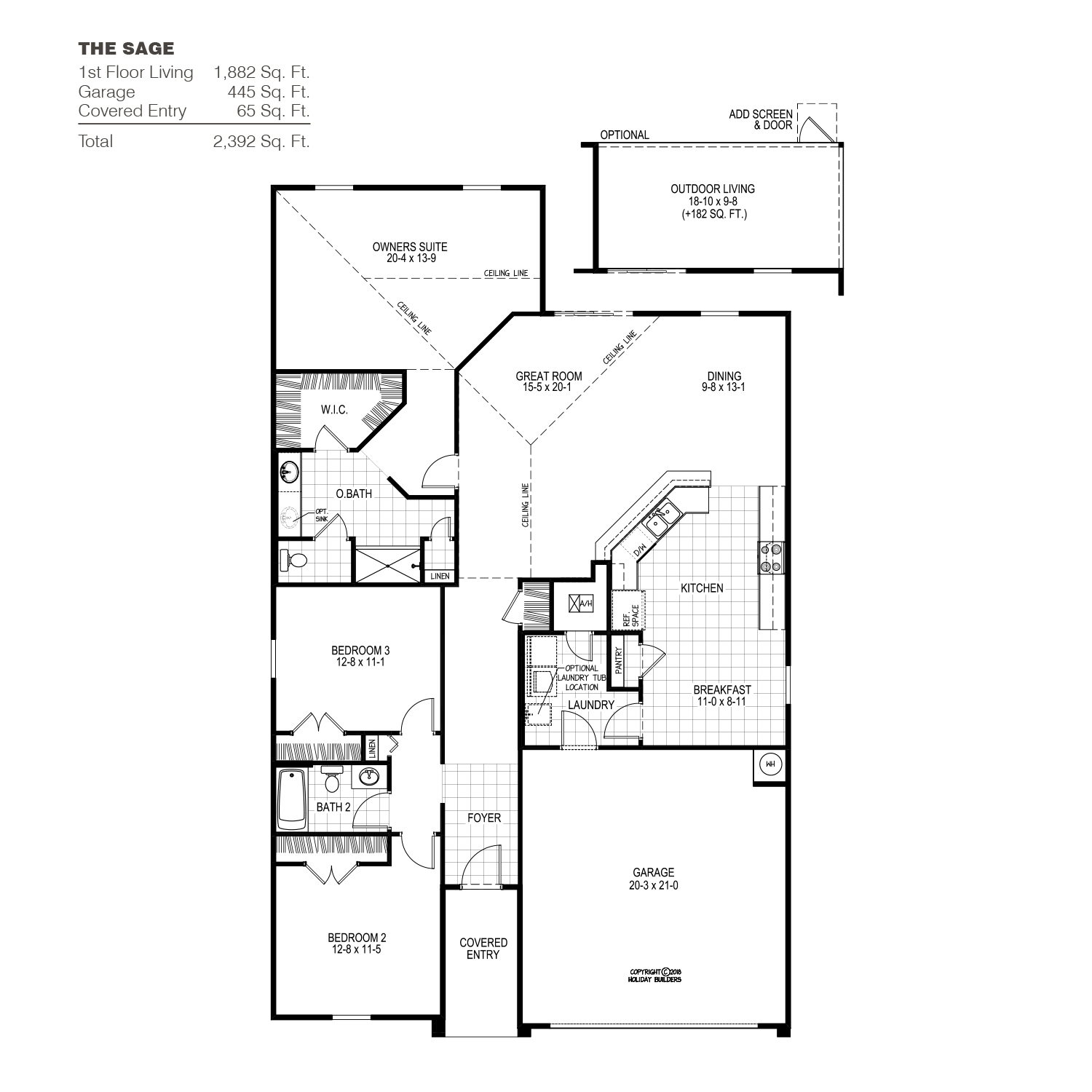 The Sage A Floor Plan in Lafayette Creek Landing Holiday