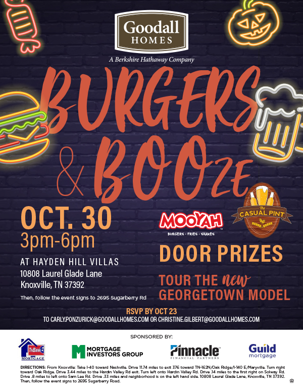 Join us for Burgers & BOOze at Hayden Hill Villas on Tues Oct 30