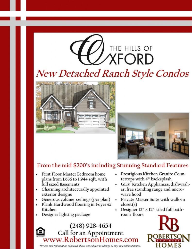 New Detached CondosThe Hills of Oxford Now Open! Robertson Homes