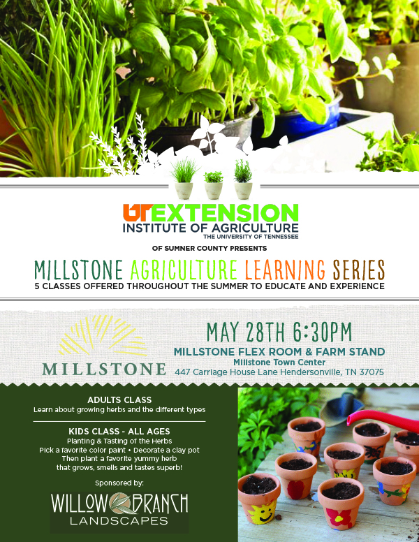 Millstone Agriculture Learning Series May 28th 630pm Hendersonville