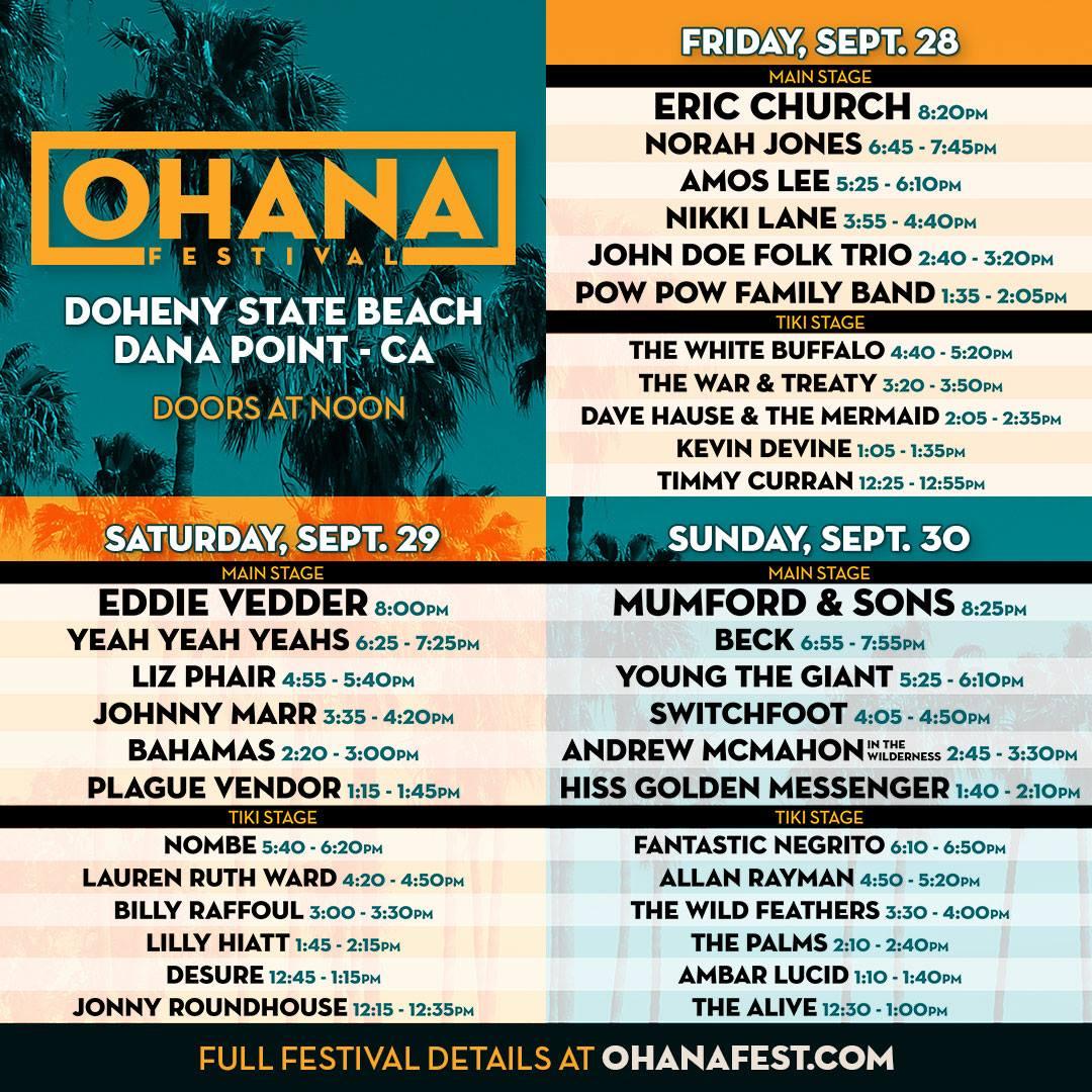 Ohana Festival 2018 Here are your set times buzzbands.la