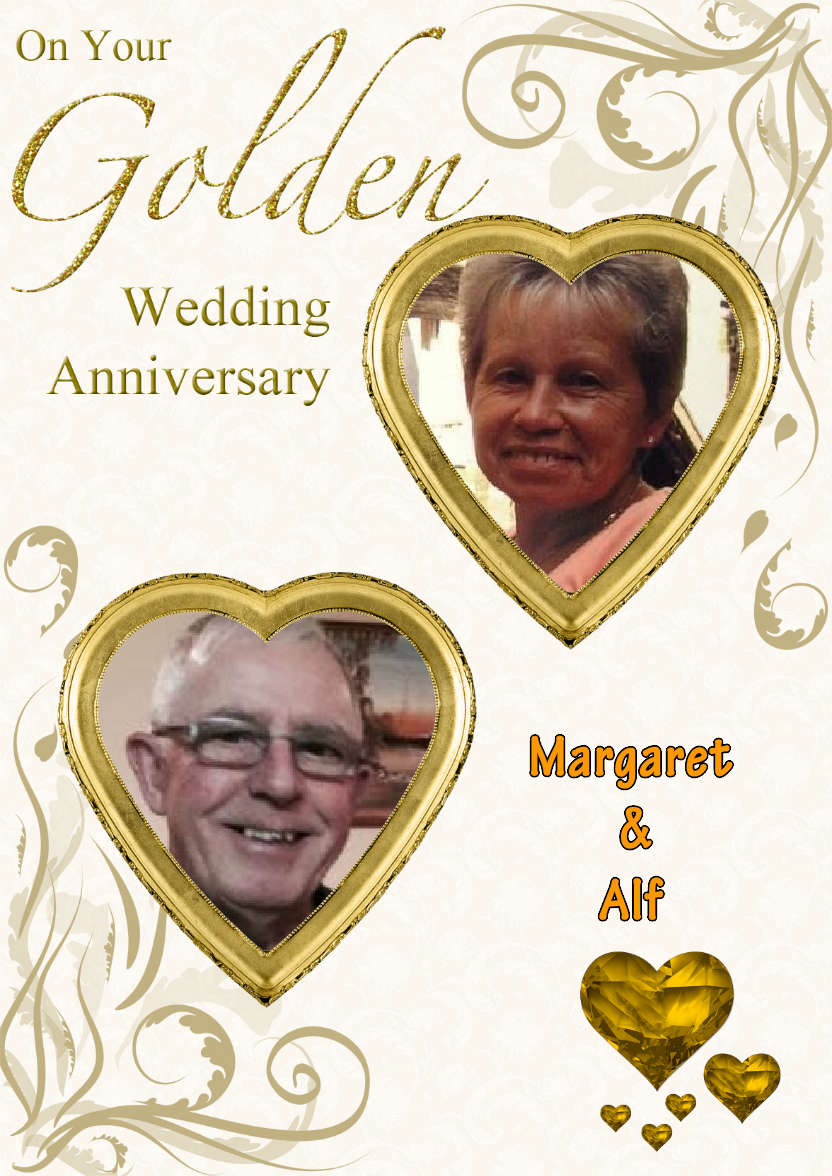 Golden Wedding Anniversary Hearts Photo Card in Card Creator Gallery