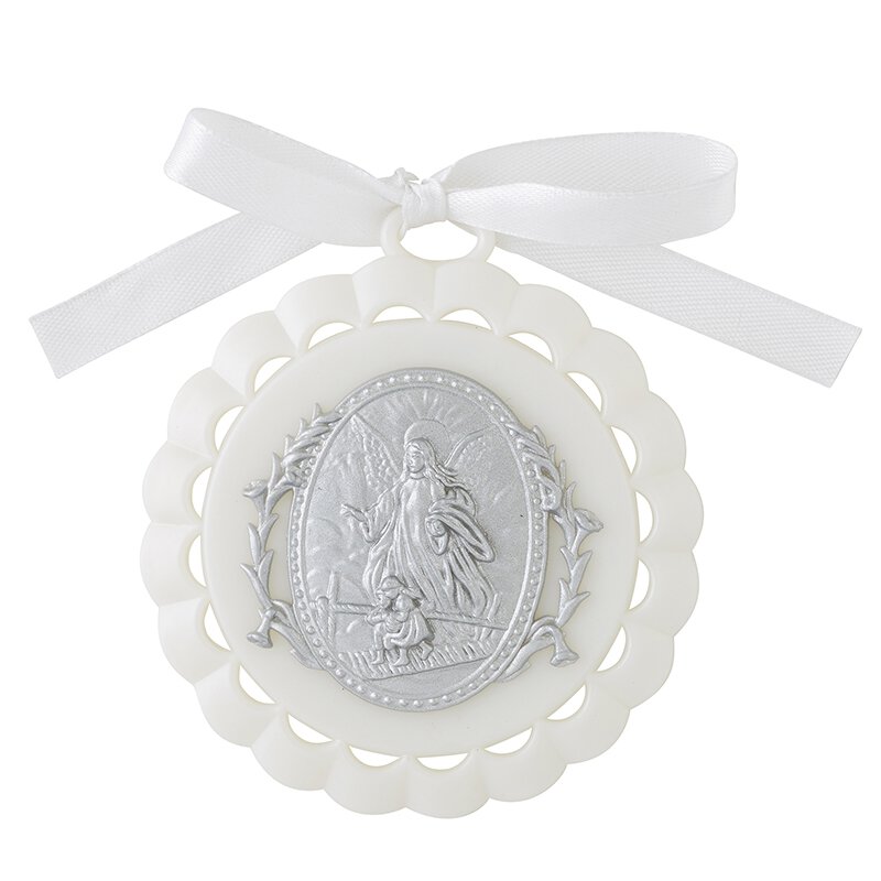 White Guardian Angel Crib Medal 12/pk