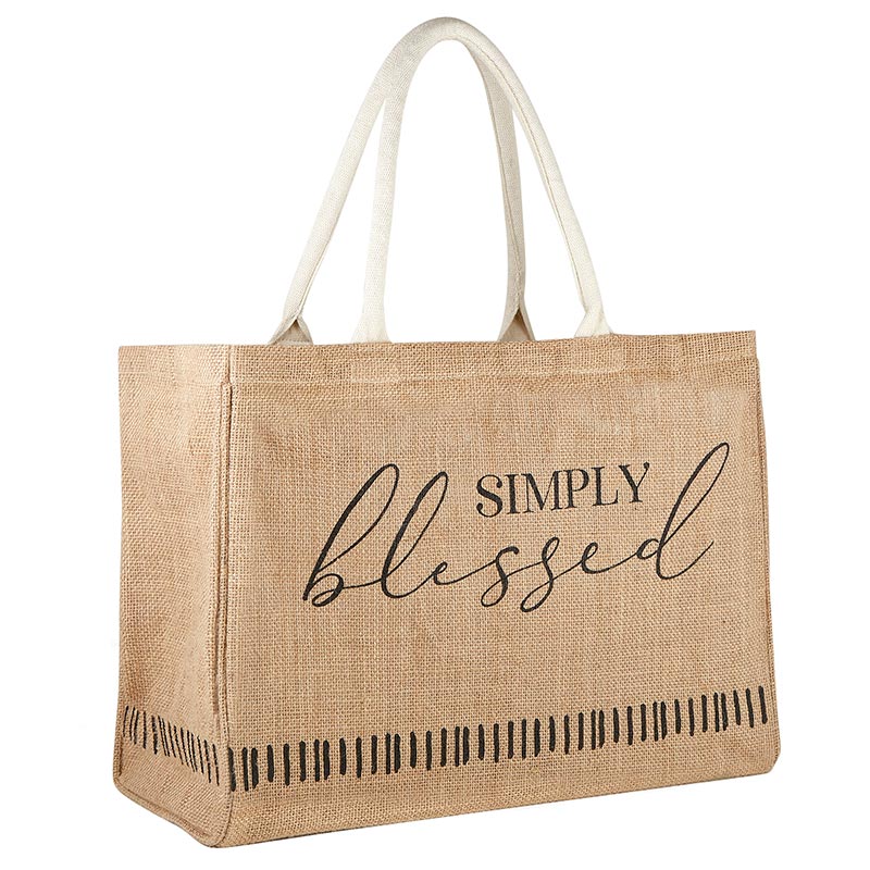 Simply Blessed Jute Tote Bag 2/pk, Gifts Autom
