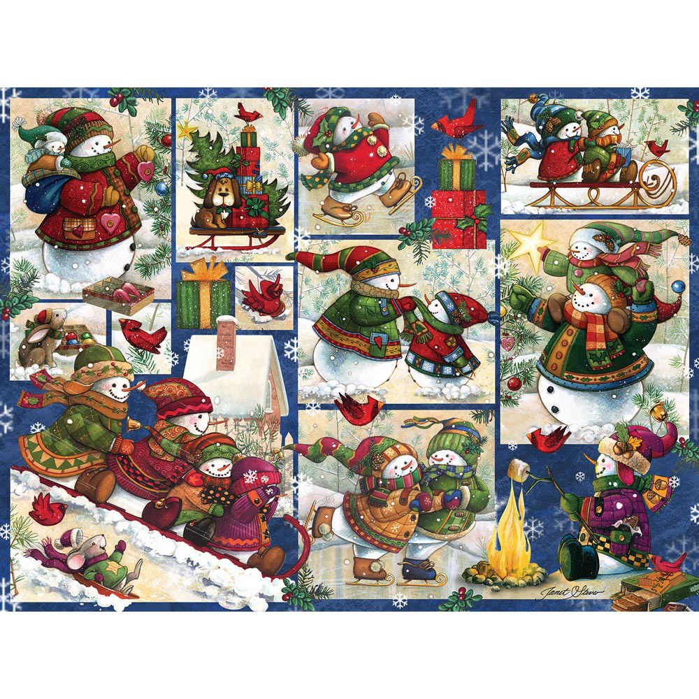 Snow Families Quilt 500 Piece Jigsaw Puzzle Bits and Pieces