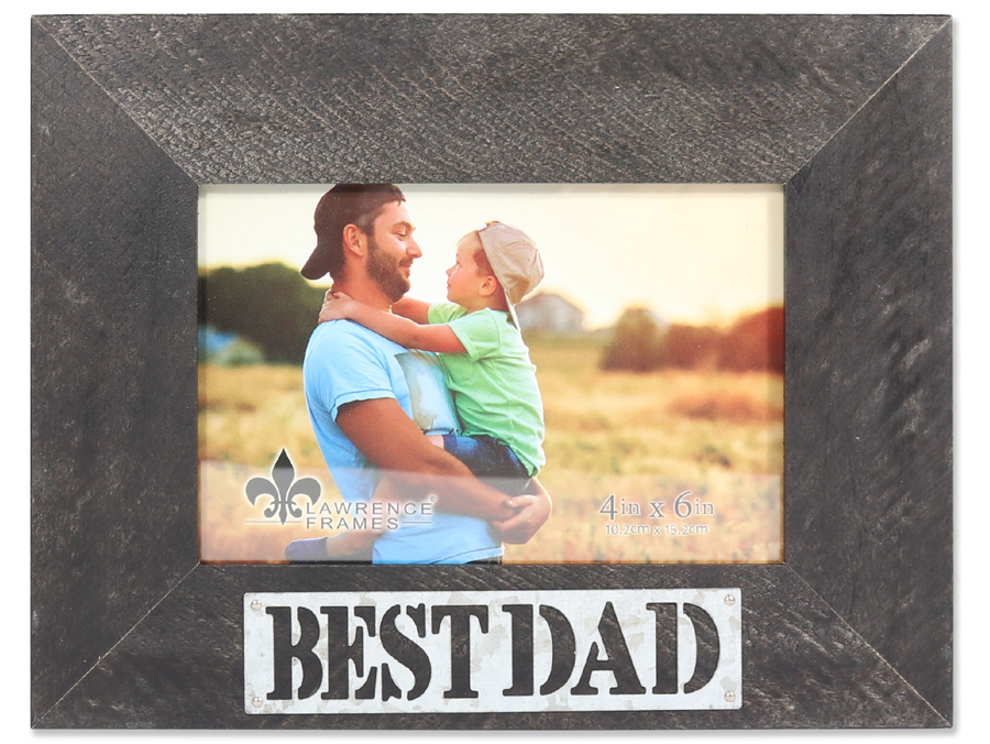 Lawrence 4x6 Best Dad Antique Black Frame Greetings Photo Folders