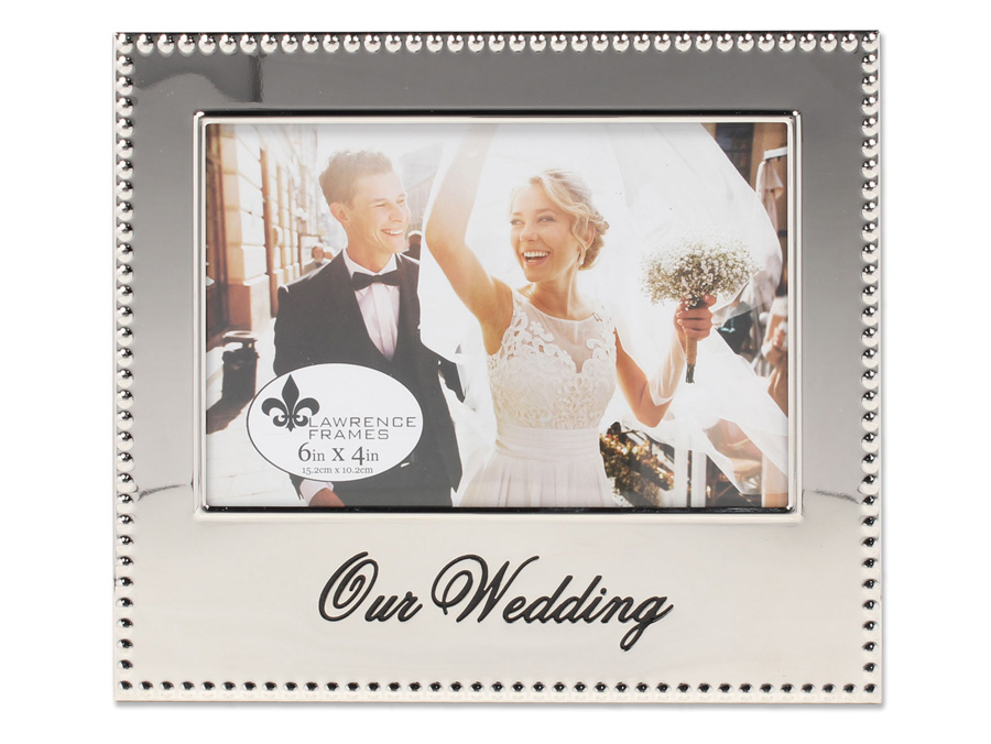 Lawrence 4x6 Our Wedding Beaded Silver Frame PF Photo Album