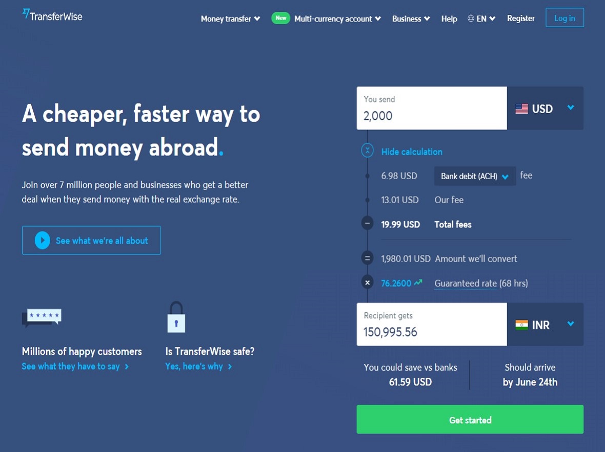 TRANSFERWISE USD to INR Send money to INDIA from USA using TRANSFERWISE