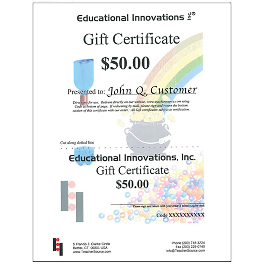 Gift Certificates Mailed, Gifts for Geeks Educational Innovations, Inc.