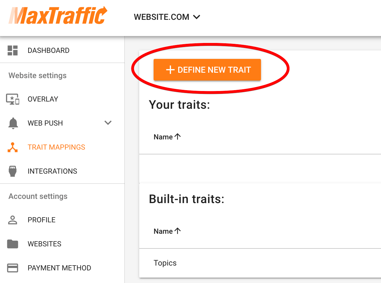 Using your own data (traits) to create custom segments MaxTraffic