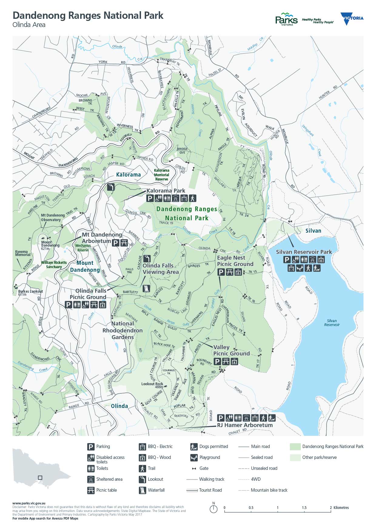 Dandenong Ranges National Park Map Map Of Beacon