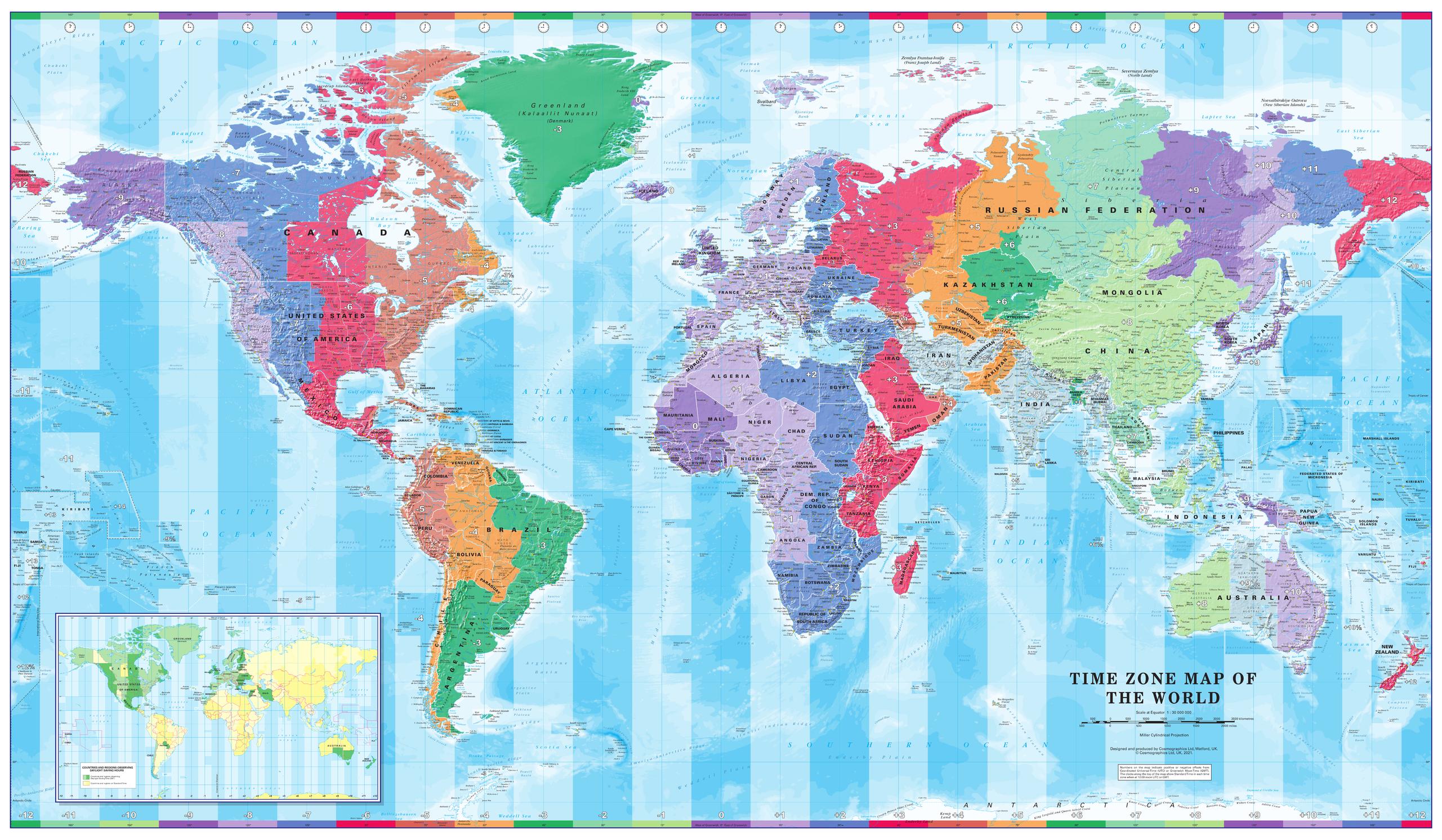 Easy To Read World Time Zone Map 30 Global Map Of Time Zones Online Map Around The World