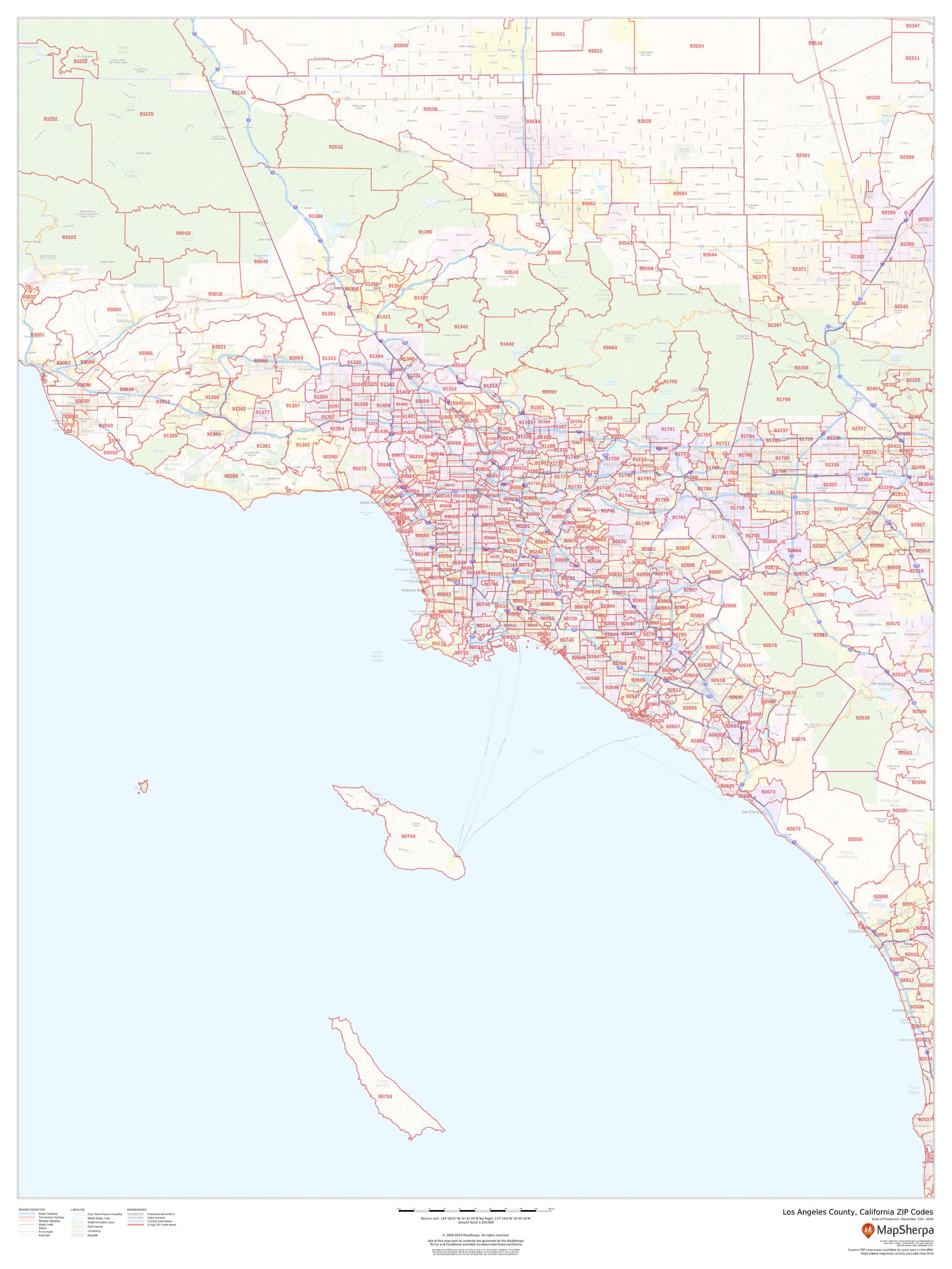 La Ca Zip Code Map