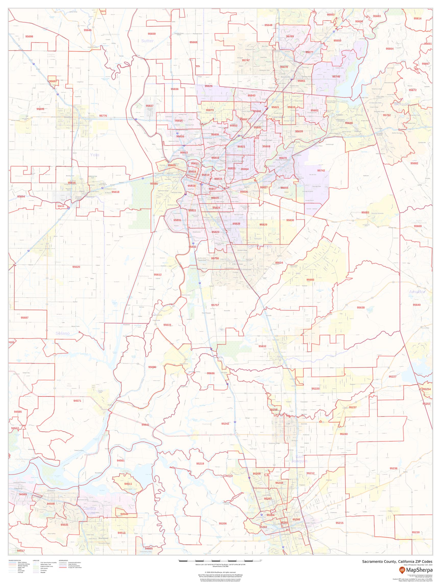 Sacramento County Zip Code Map Map VectorCampus Map