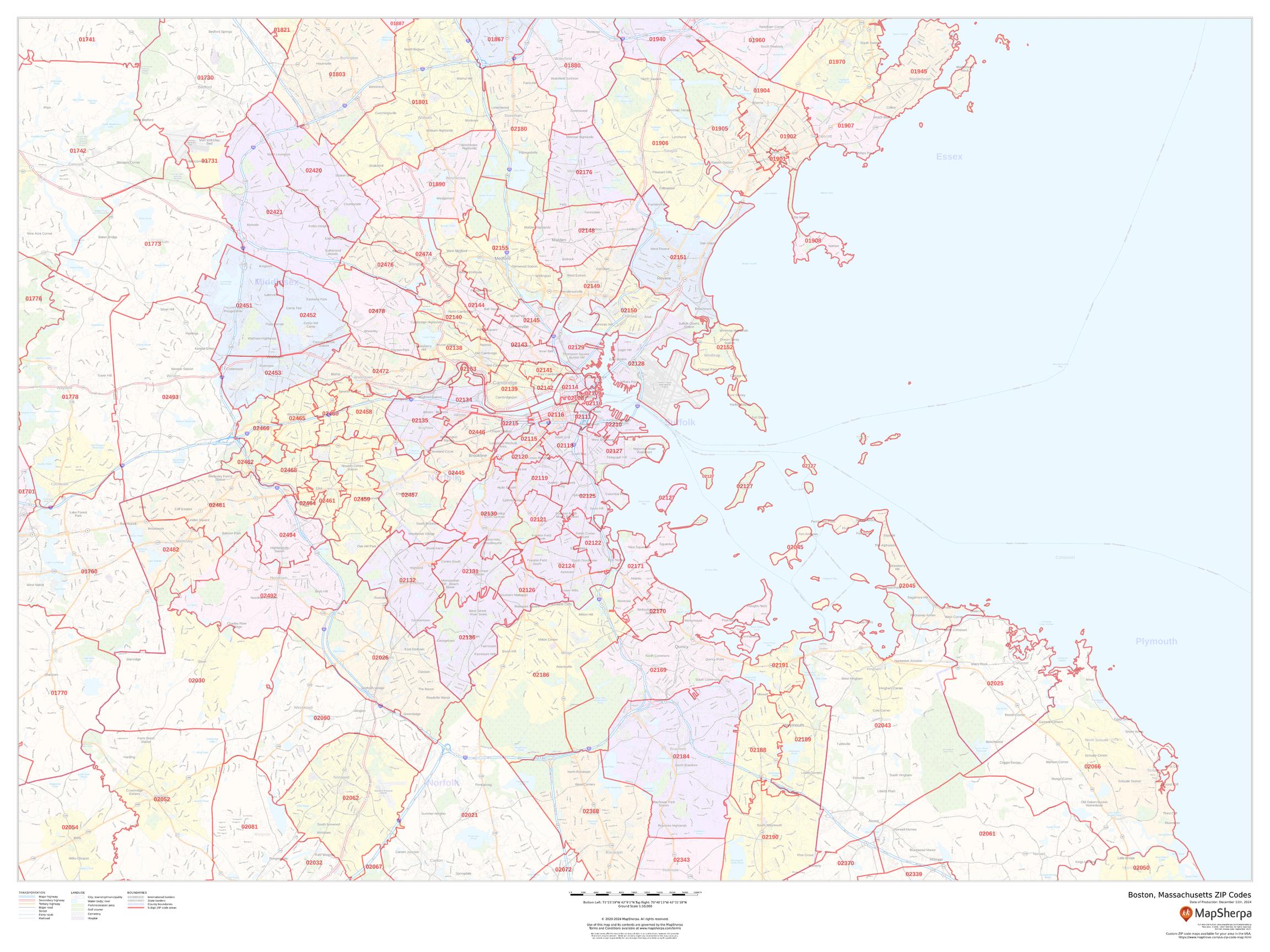 Downtown Boston Zip Code Boston Zip Code Map Map Of The United States