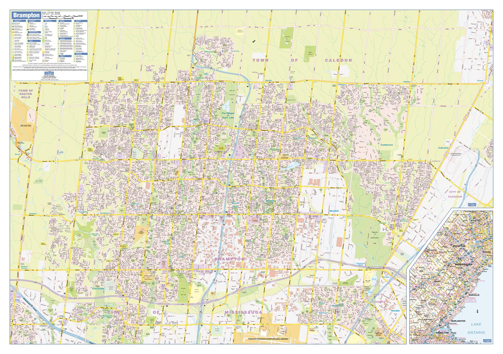 Brampton Wall Map Street Detail