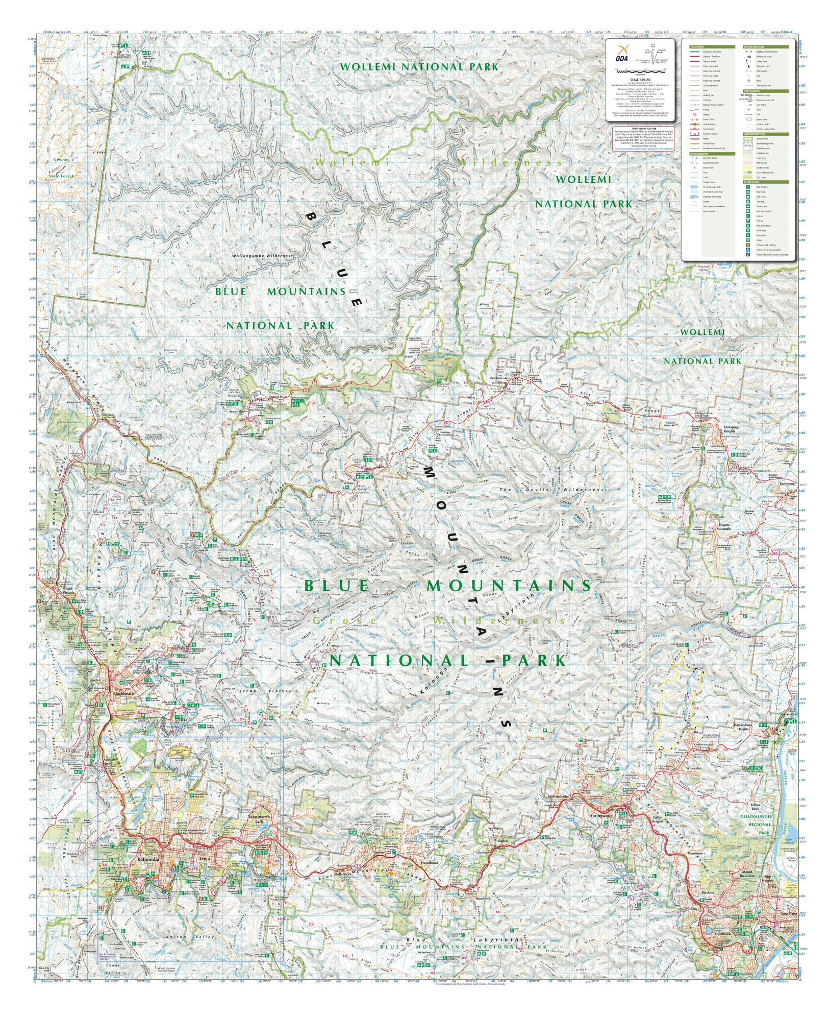 Spatial Vision, Blue Mountains North , New South Wales Topographic Map