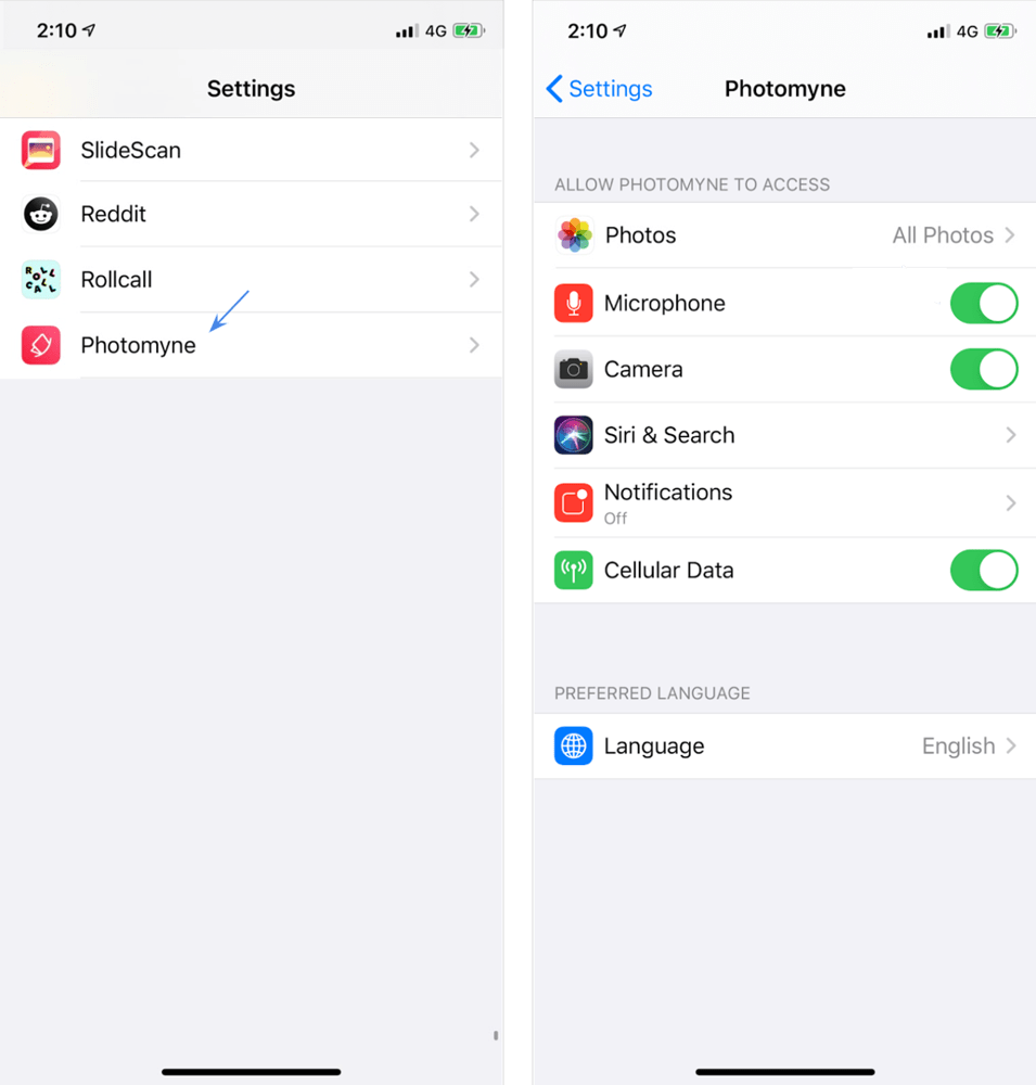 App permissions Photomyne FAQ