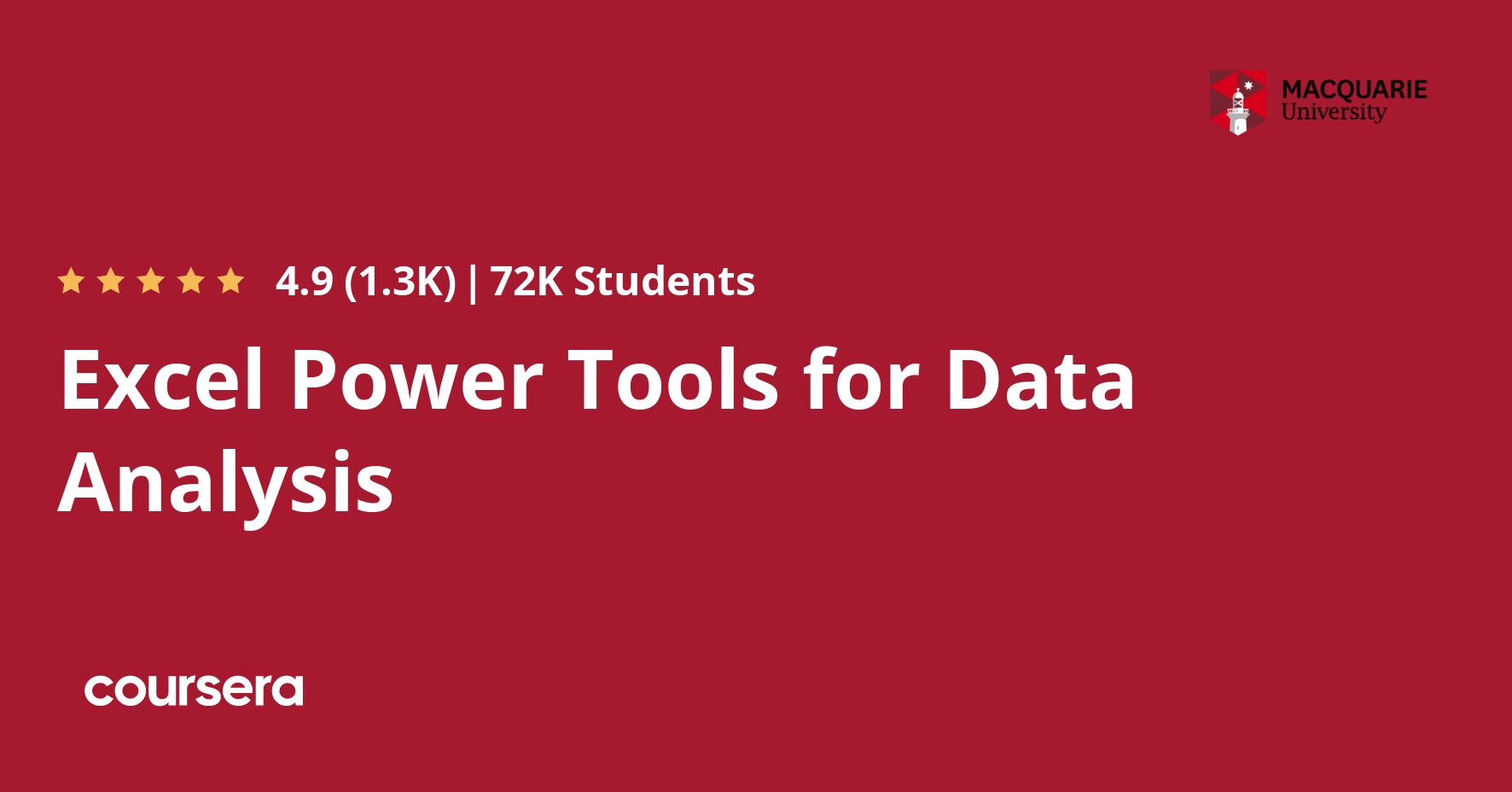 Excel Power Tools for Data Analysis Coursera
