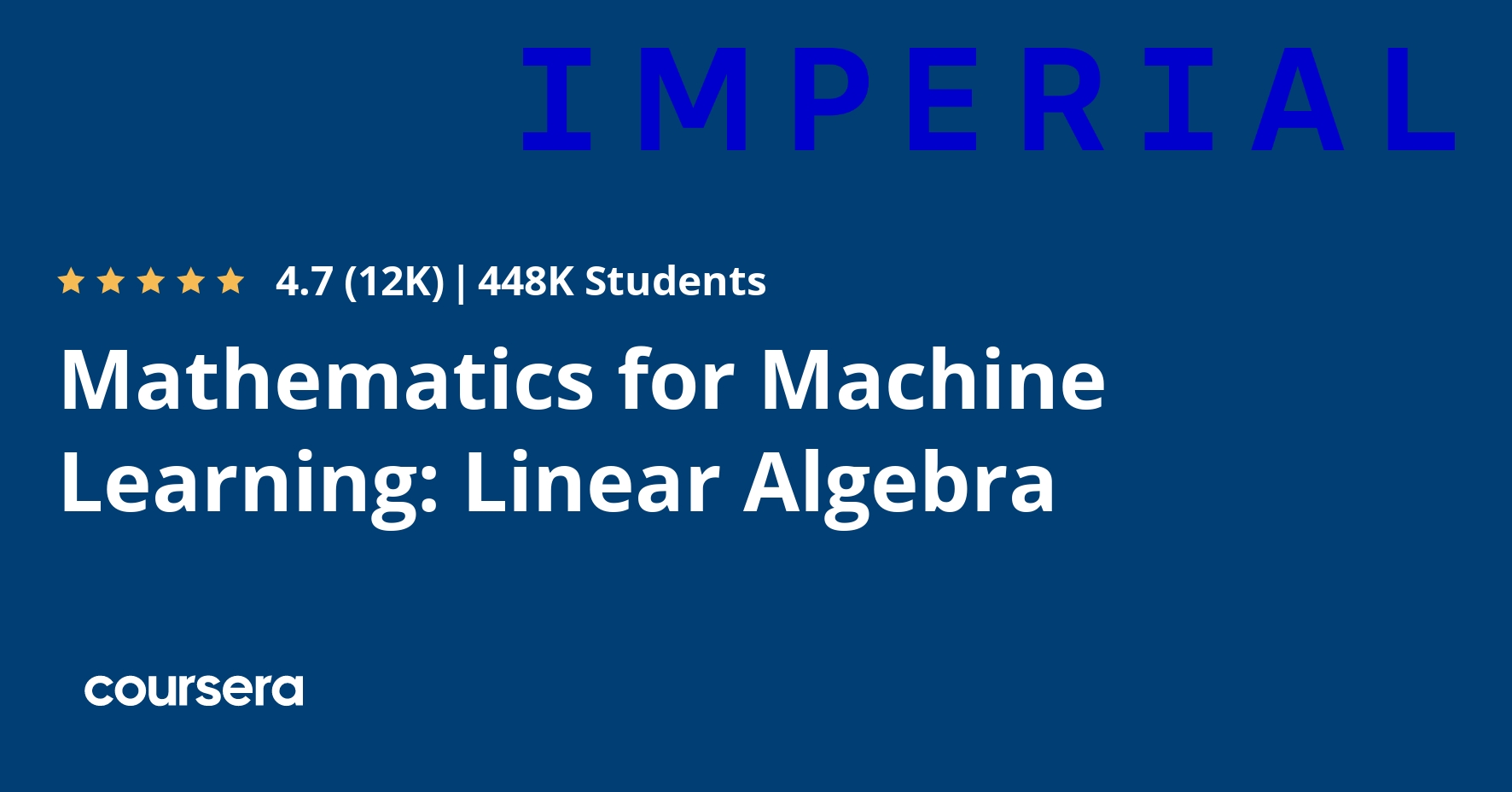Mathematics for Machine Learning Linear Algebra Coursera