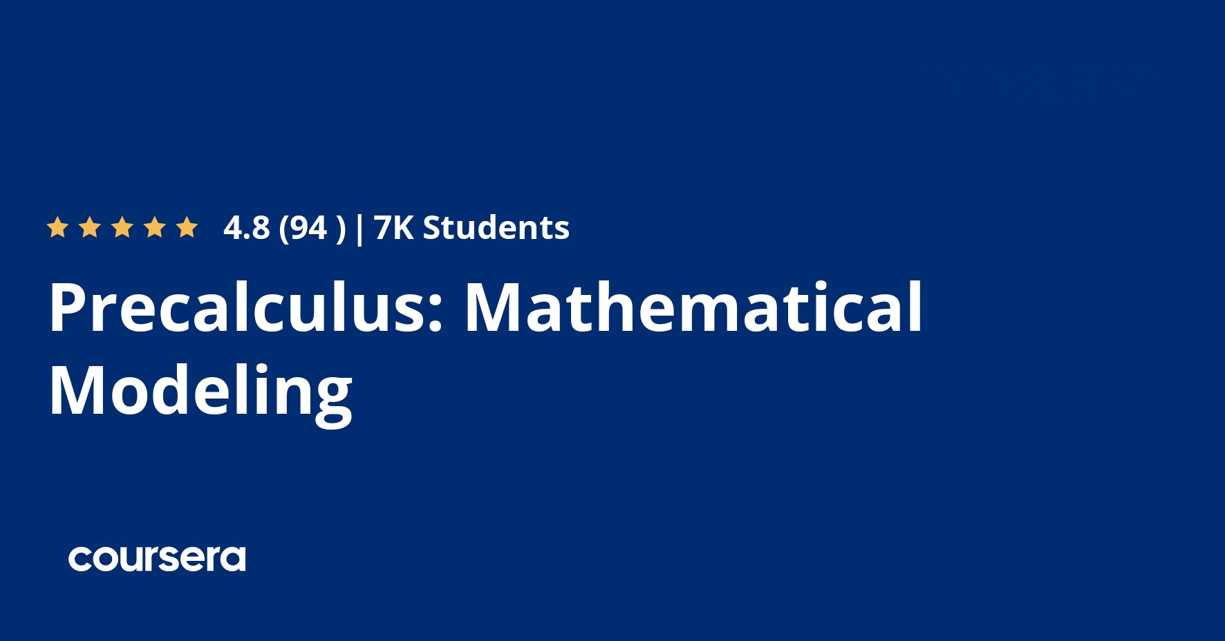 Precalculus Mathematical Modeling Coursera