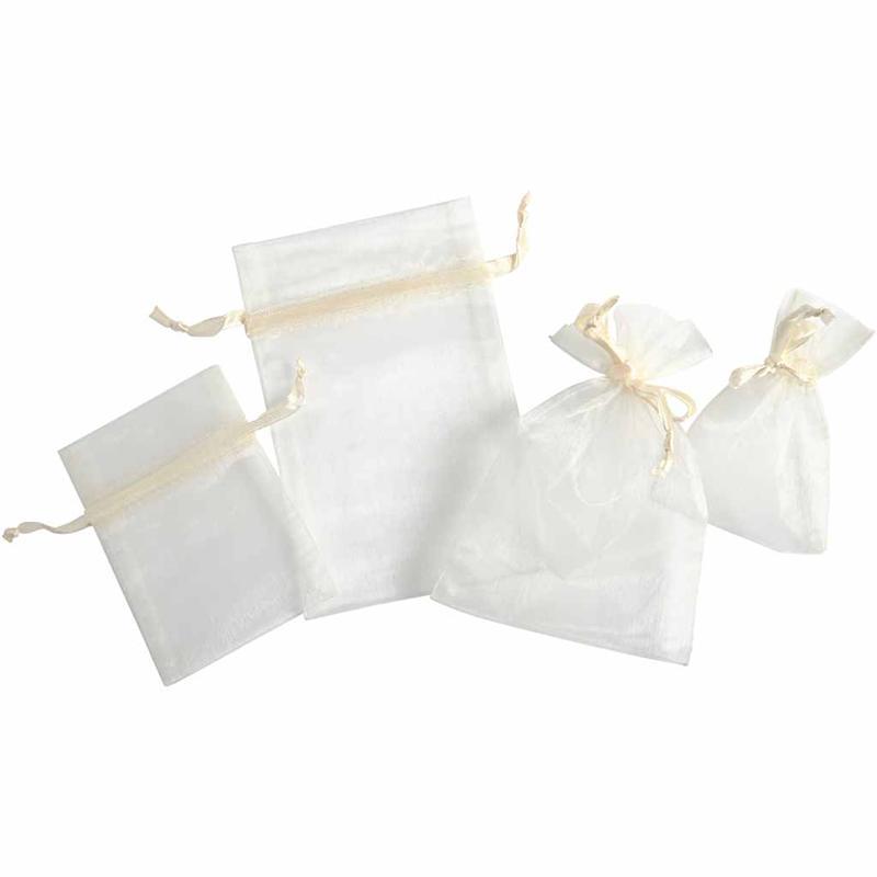 Organza Bags, Size 7x10 cm, Offwhite, 30 Asstd CC47422 Craftsuprint